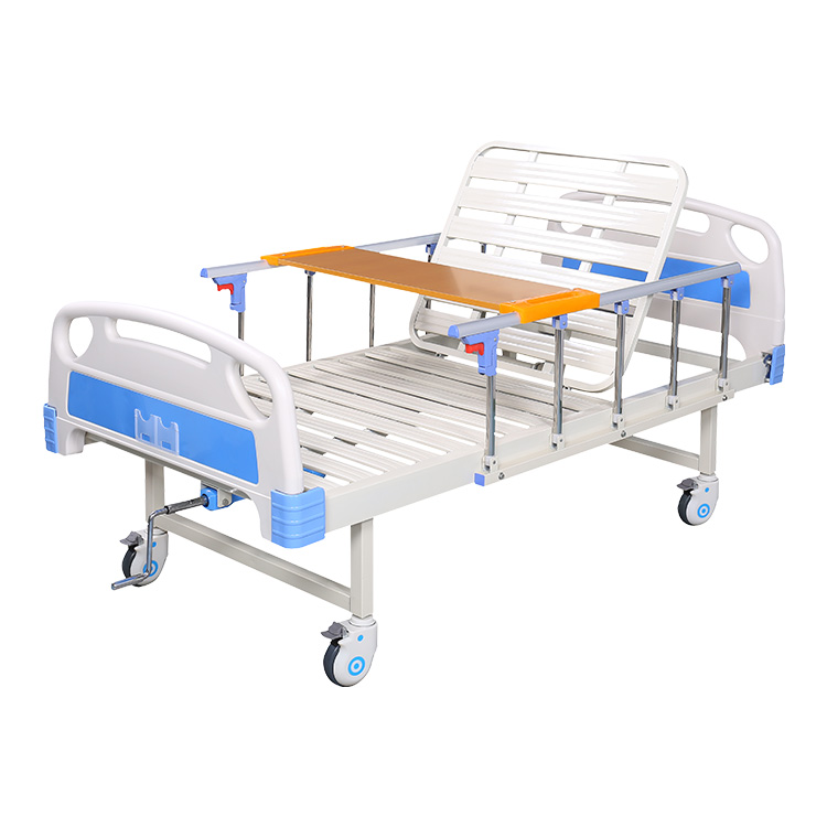 Manual Single Crank Hospital Bed ABS Headboard and Wheels CZ1-C (2)