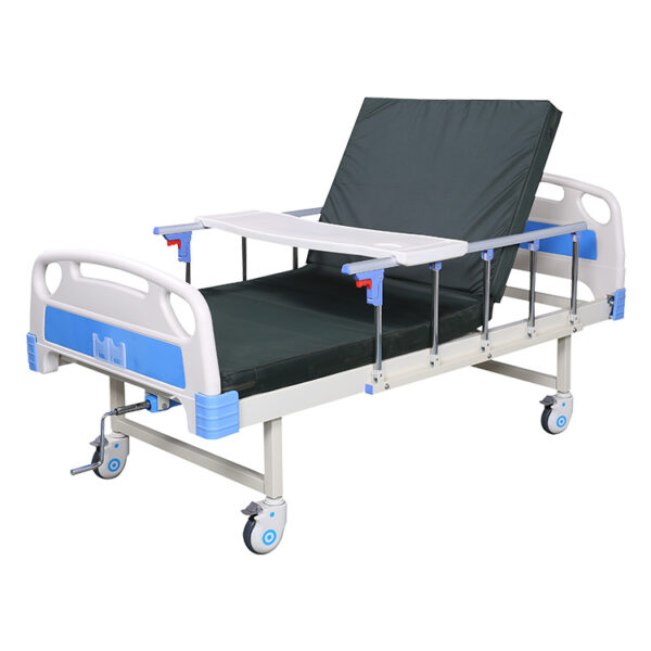Manual Single Crank Hospital Bed ABS Headboard and Wheels CZ1-C (3) Manual Single Crank Hospital Bed ABS Headboard and Wheels CZ1-C (3)