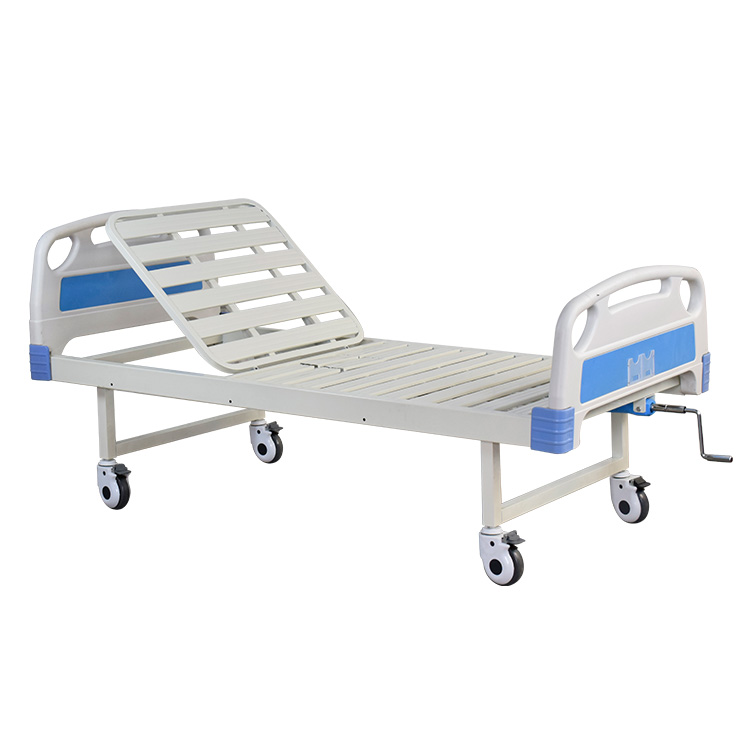 Manual Single Crank Hospital Bed ABS Headboard and Wheels CZ1-C (5)
